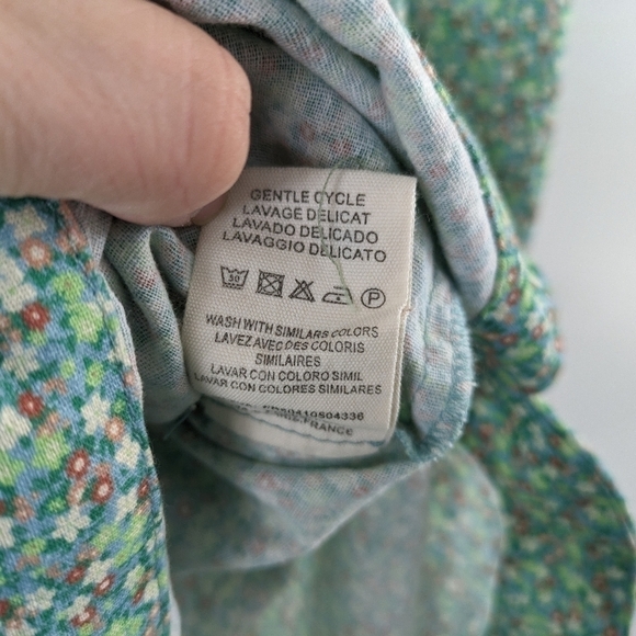 FRNCH Romper Women's Large Green Floral Talia Sage Tie Waist Puff Sleeve - Picture 3 of 10